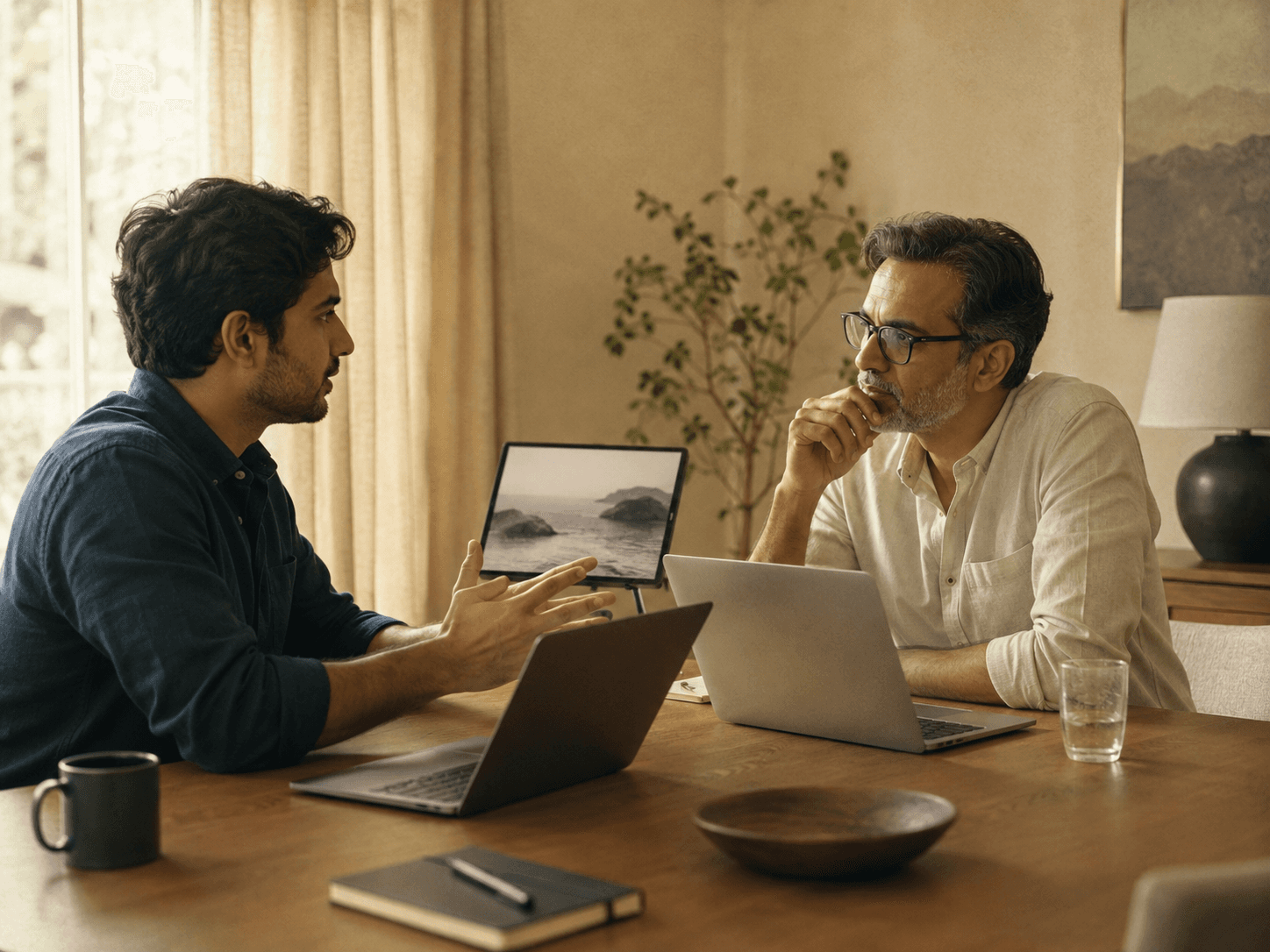 Investor and founder in a focused residency conversation