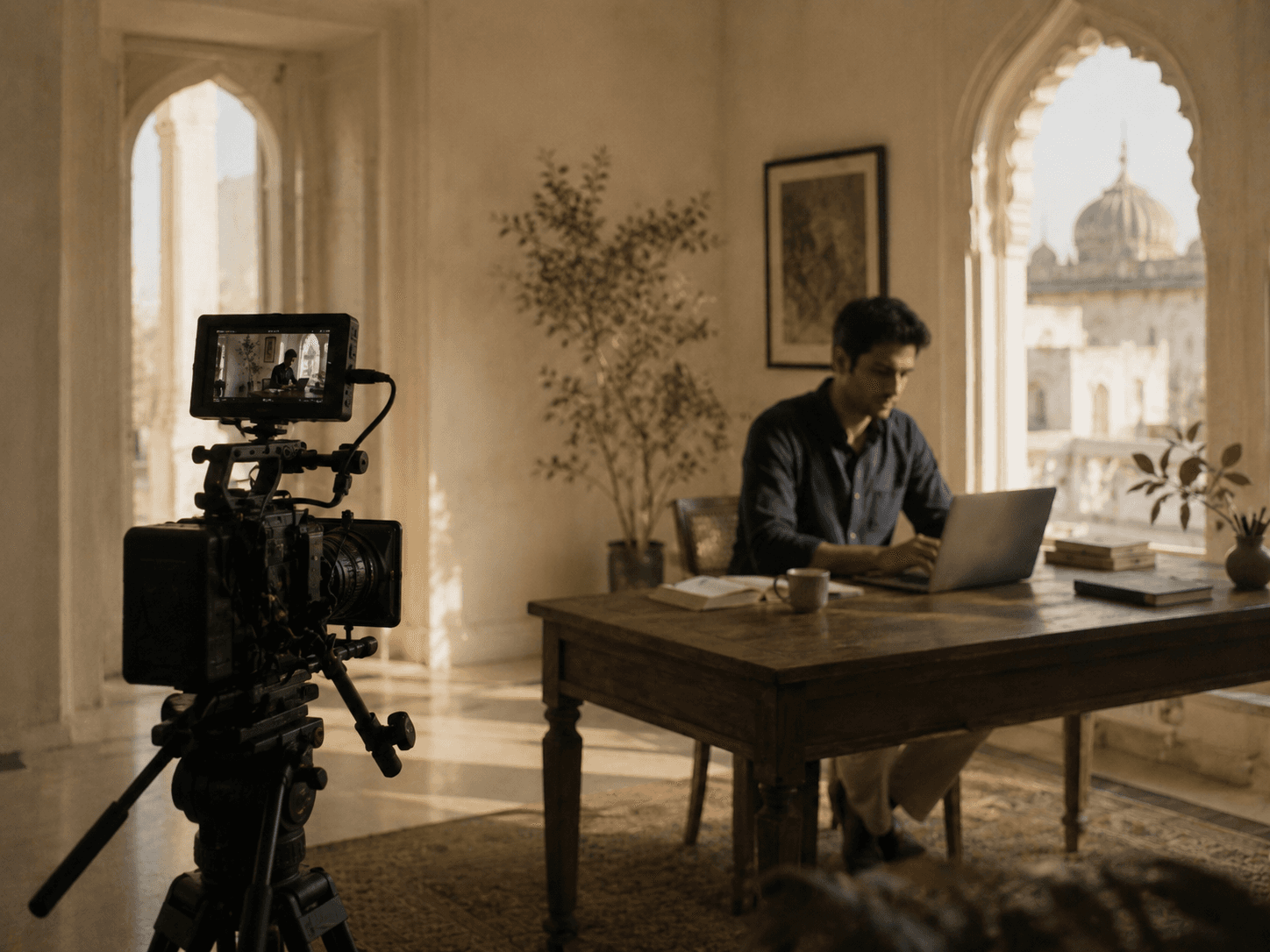Camera set up to capture founder stories in the residency